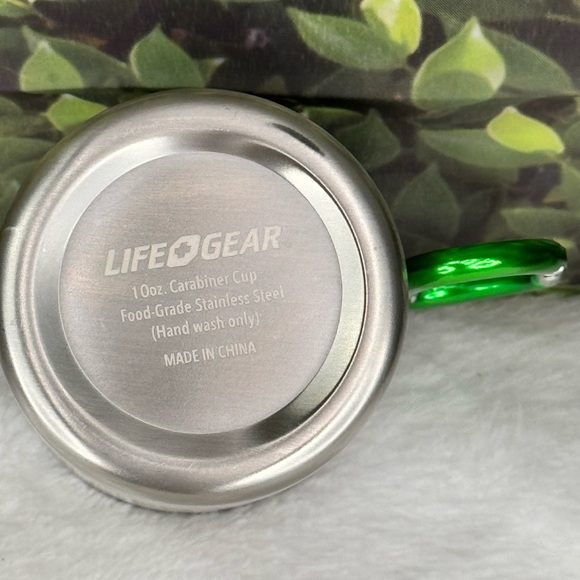 {Life Gear} 10oz Stainless Steel Carabiner Camping Mug – Green Handle - Picture 6 of 12